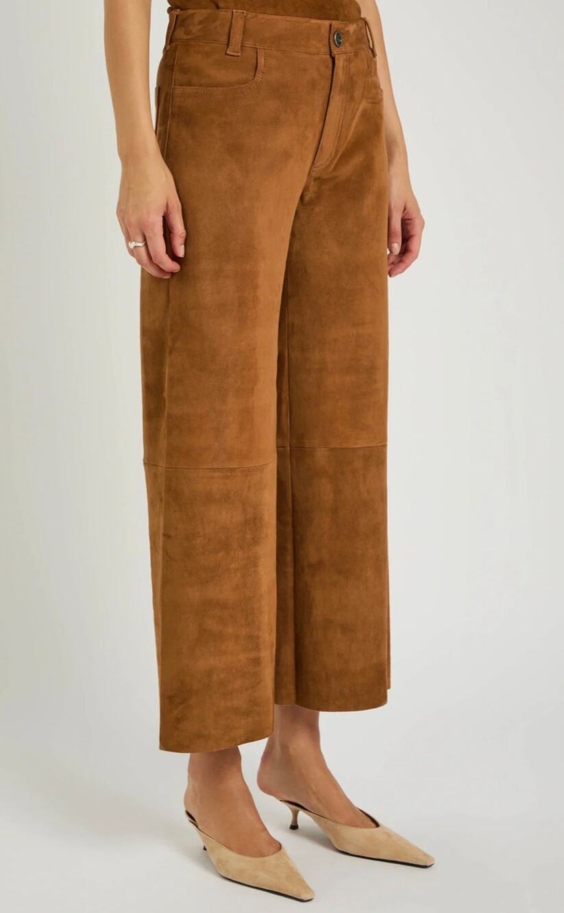 Stouls Lilou Stretch Suede Leather Pants Coyote Size S – Retail $1,830